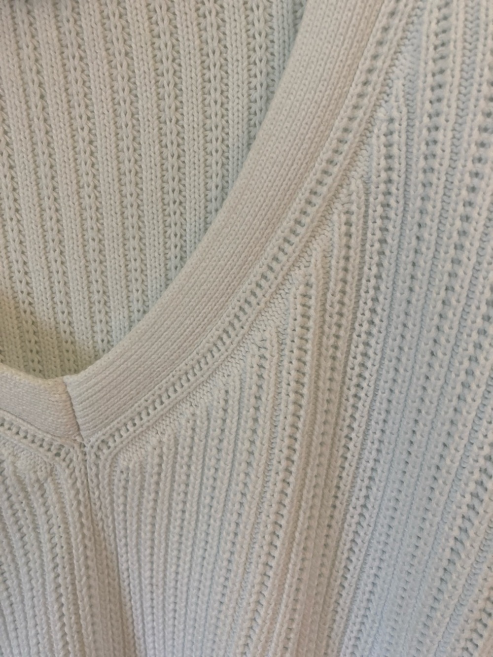 Talbots White V-Neck Ribbed Women's Sweater - Picture 3 of 7